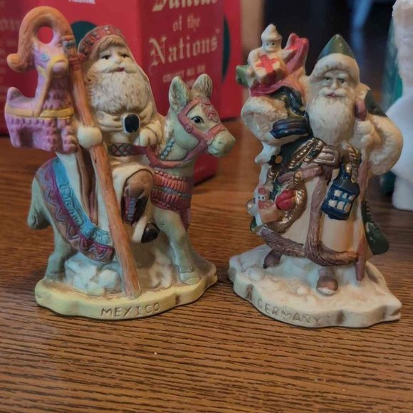1991 Santas of the Nations Hand Painted Porcelain Christmas Figurines Set of 6 - Picture 2 of 4